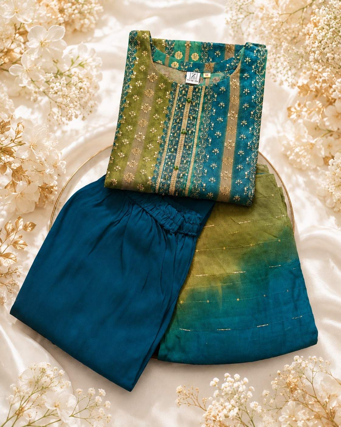 Green blue ombre salwar suit
